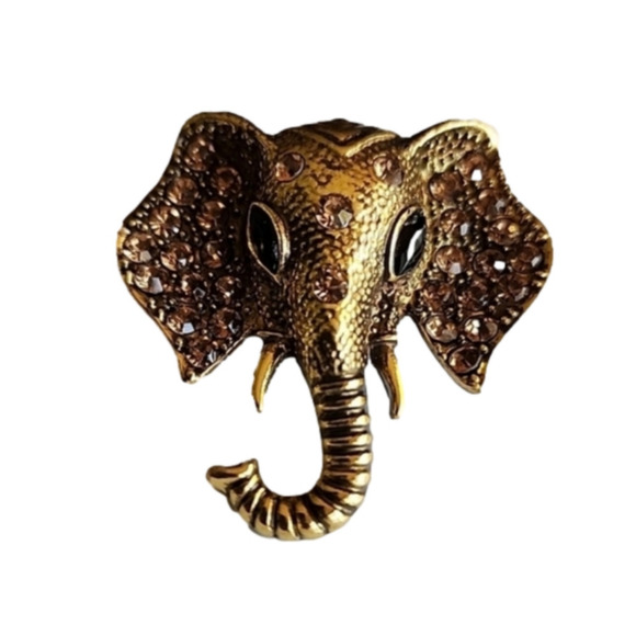 Boho Gypsy Sisters Jewelry - BOHO  Elephant brooch Antique Gold